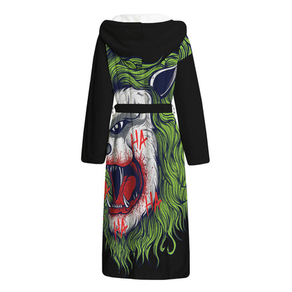 Lion Joker Print Hooded Bathrobe