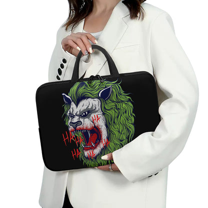 Lion Joker Print Laptop Sleeve With Handle