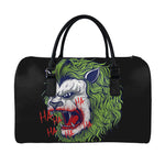 Lion Joker Print Leather Duffle Bag