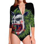 Lion Joker Print Long Sleeve Swimsuit