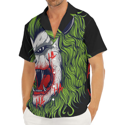 Lion Joker Print Men's Deep V-Neck Shirt