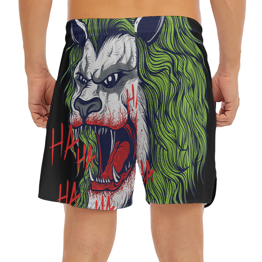 Lion Joker Print Men's Split Running Shorts