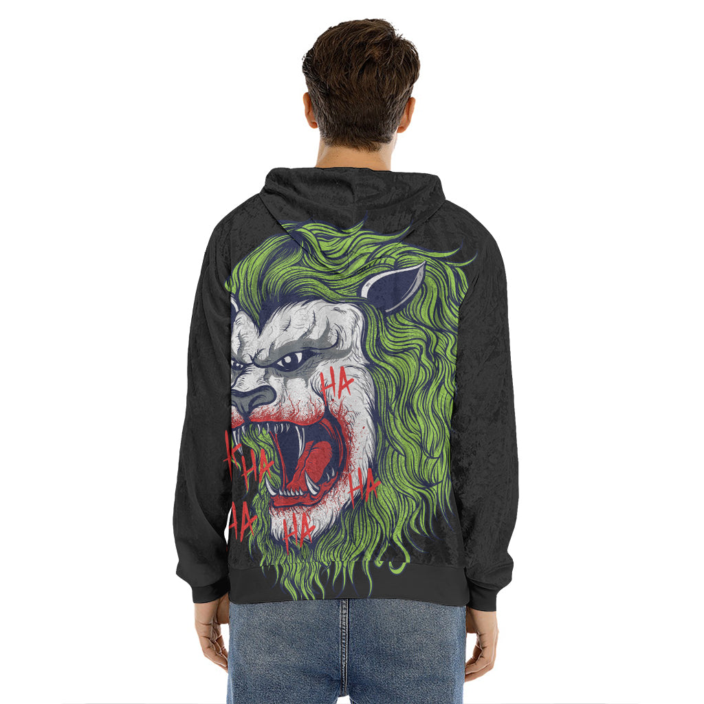 Lion Joker Print Men's Velvet Pullover Hoodie