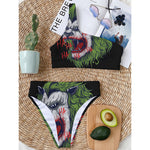 Lion Joker Print One Shoulder Bikini Top