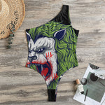 Lion Joker Print One Shoulder Bodysuit