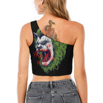 Lion Joker Print One Shoulder Crop Top