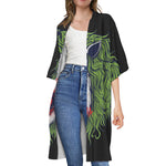 Lion Joker Print Open Front Beach Cover Up