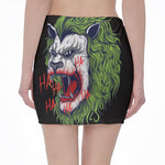 Lion Joker Print Pencil Mini Skirt