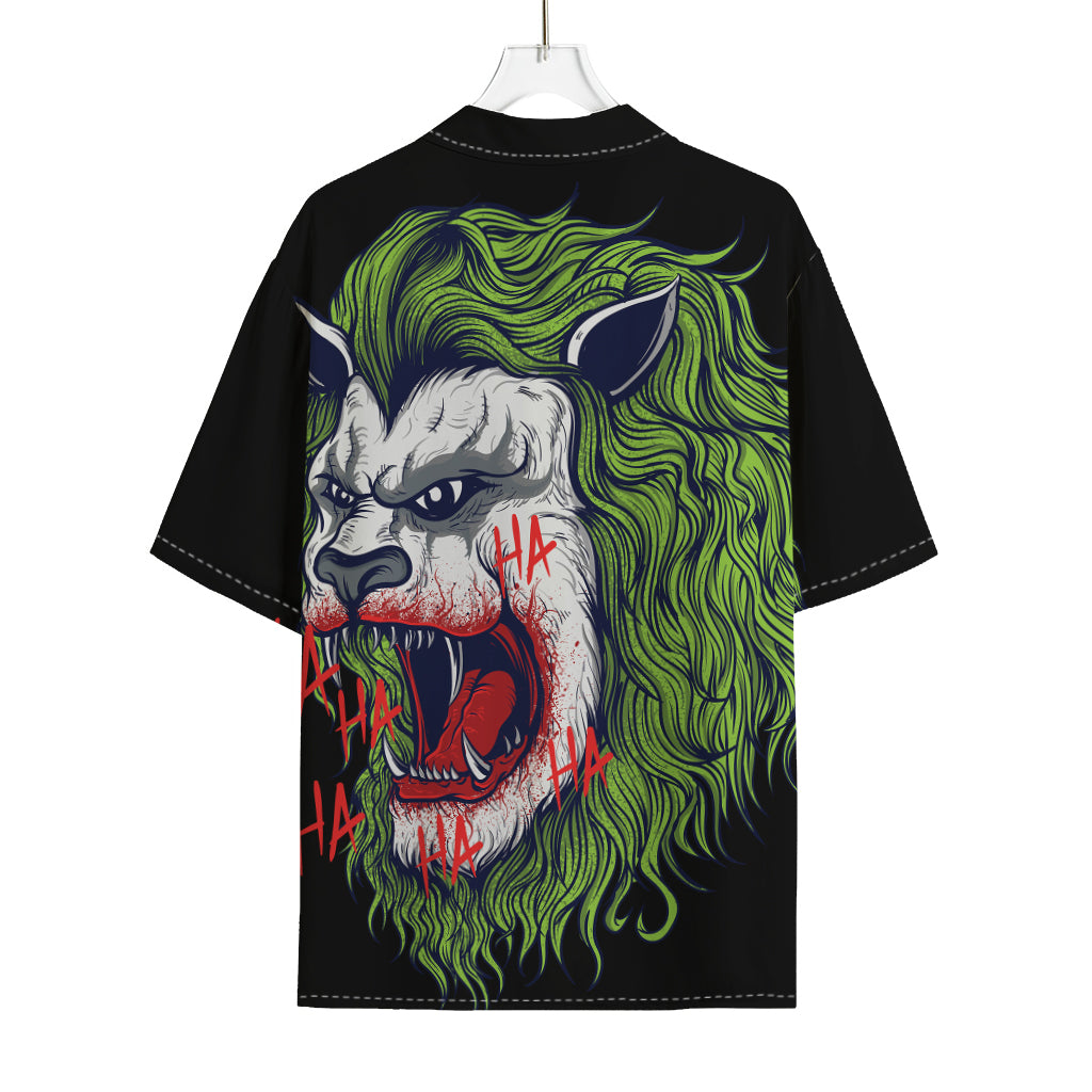Lion Joker Print Rayon Hawaiian Shirt