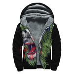Lion Joker Print Sherpa Lined Zip Up Hoodie