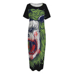 Lion Joker Print Short Sleeve Long Nightdress