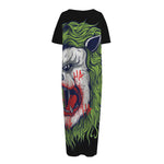 Lion Joker Print Short Sleeve Long Nightdress