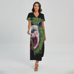 Lion Joker Print Short Sleeve Maxi Dress