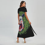 Lion Joker Print Short Sleeve Maxi Dress