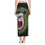 Lion Joker Print Side Slit Maxi Skirt