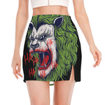 Lion Joker Print Side Slit Mini Skirt