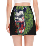 Lion Joker Print Side Slit Mini Skirt