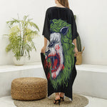 Lion Joker Print Silk V-Neck Kaftan Dress