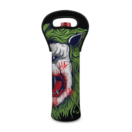 Lion Joker Print Single Neoprene Wine Tote