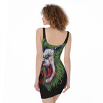 Lion Joker Print Sleeveless Bodycon Dress