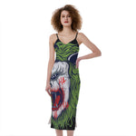Lion Joker Print Slim Fit Midi Cami Dress