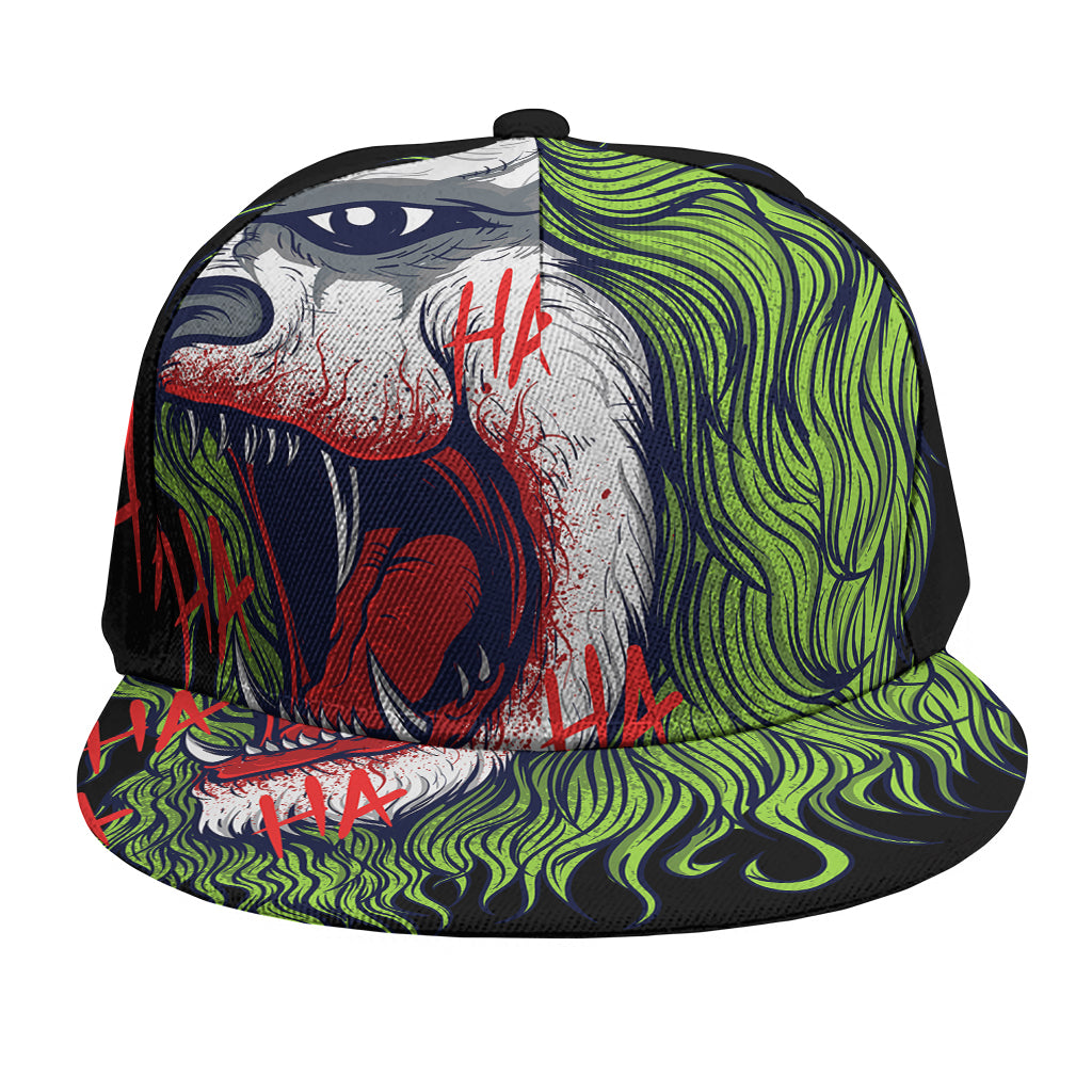 Lion Joker Print Snapback Cap