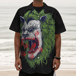 Lion Joker Print Textured Short Sleeve Shirt