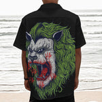 Lion Joker Print Textured Short Sleeve Shirt