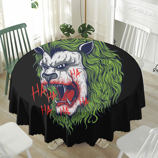 Lion Joker Print Waterproof Round Tablecloth