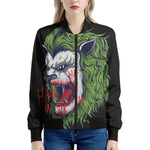 Lion Joker Print Women's Bomber Jacket