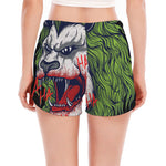 Lion Joker Print Women's Split Running Shorts
