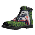 Lion Joker Print Padded Collar Lace Up Boots