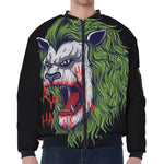 Lion Joker Print Zip Sleeve Bomber Jacket