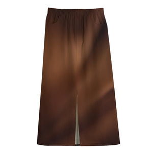 Liquid Chocolate Print Cotton Front Slit Maxi Skirt