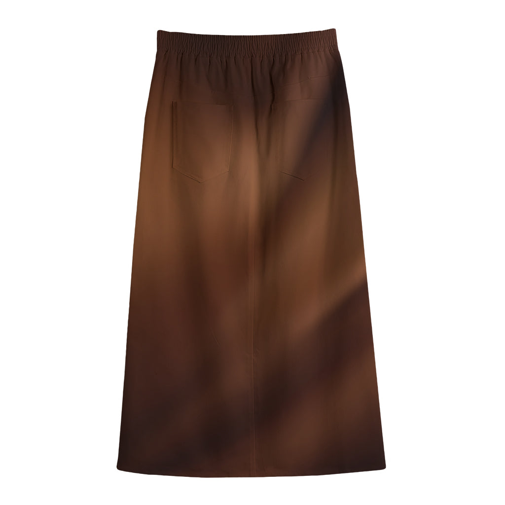 Liquid Chocolate Print Cotton Front Slit Maxi Skirt