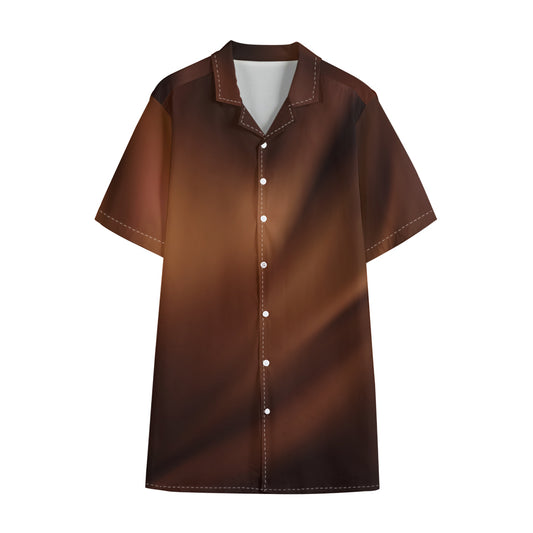 Liquid Chocolate Print Cotton Hawaiian Shirt