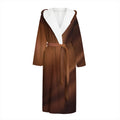Liquid Chocolate Print Hooded Bathrobe