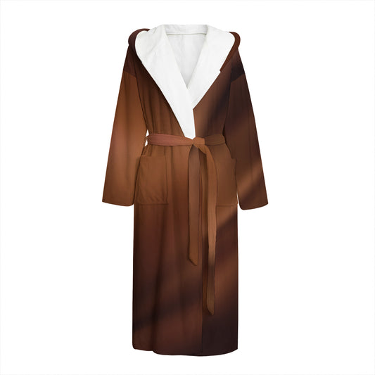 Liquid Chocolate Print Hooded Bathrobe