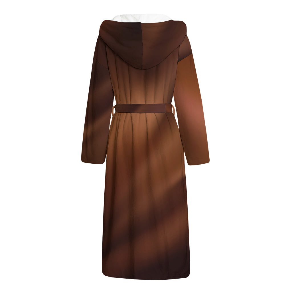 Liquid Chocolate Print Hooded Bathrobe