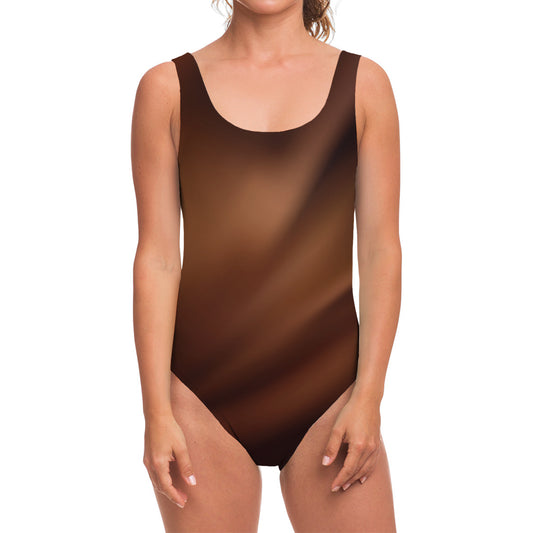 Liquid Chocolate Print One Piece Swimsuit