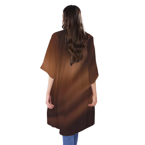 Liquid Chocolate Print Open Front Beach Cover Up