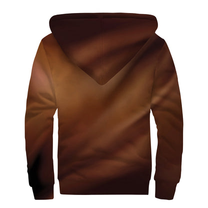 Liquid Chocolate Print Sherpa Lined Zip Up Hoodie