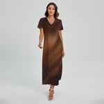 Liquid Chocolate Print Short Sleeve Maxi Dress