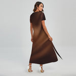 Liquid Chocolate Print Short Sleeve Maxi Dress