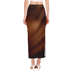 Liquid Chocolate Print Side Slit Maxi Skirt