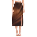 Liquid Chocolate Print Side Slit Midi Skirt