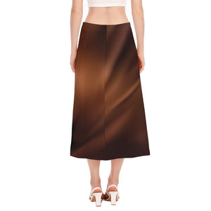 Liquid Chocolate Print Side Slit Midi Skirt