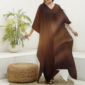 Liquid Chocolate Print Silk V-Neck Kaftan Dress