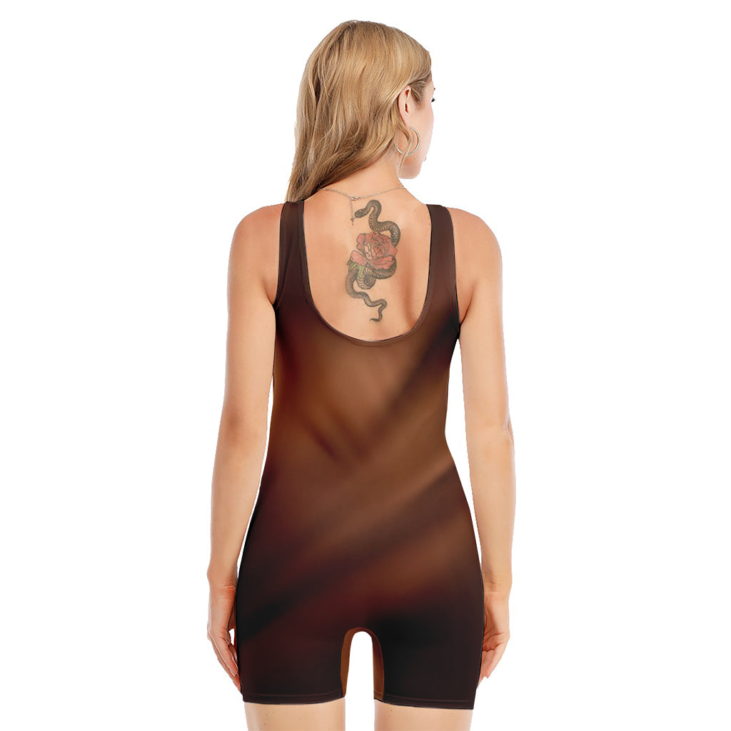 Liquid Chocolate Print Sleeveless One Piece Swimsuit