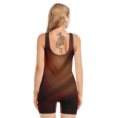Liquid Chocolate Print Sleeveless One Piece Swimsuit